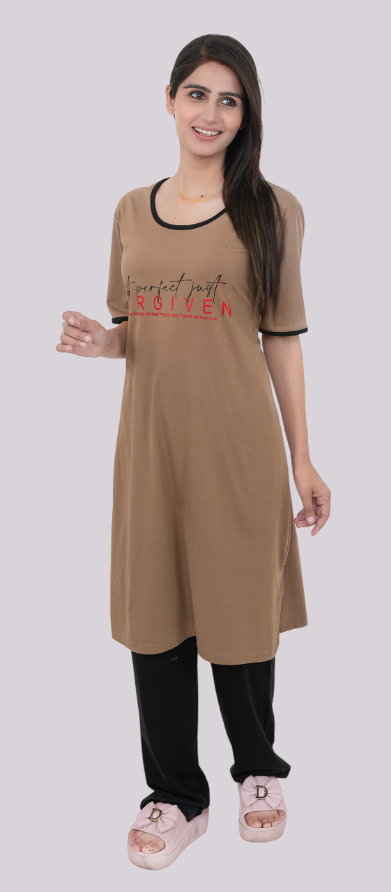 Women Summer Night Suit WN112 Camel