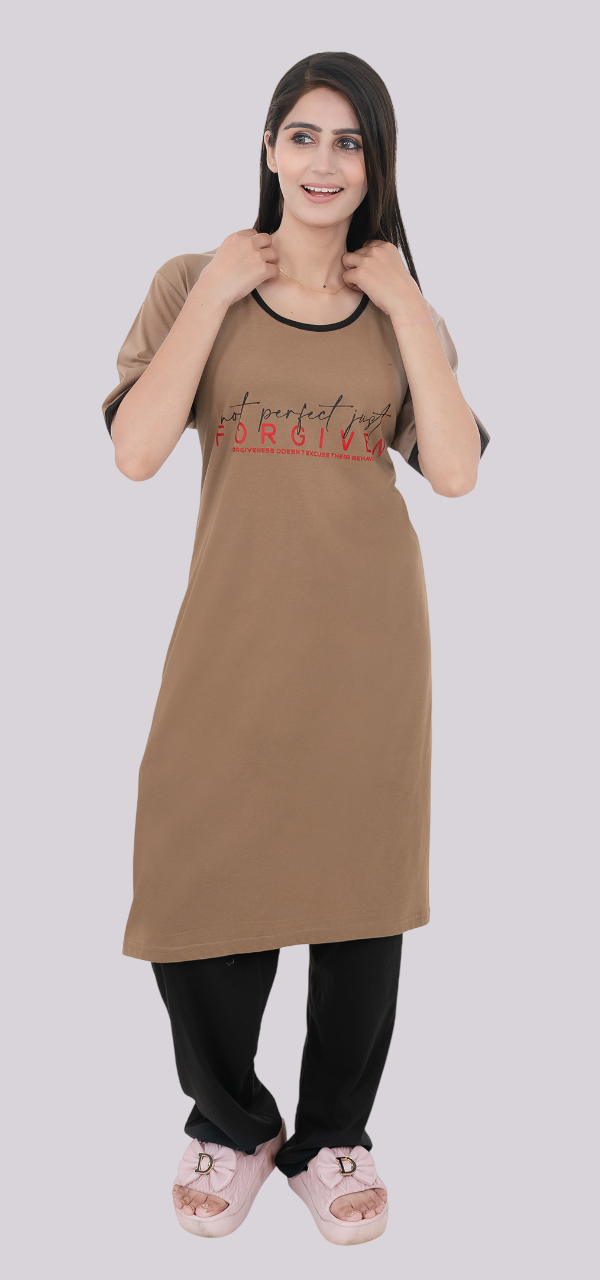 Women Summer Night Suit WN112 Camel
