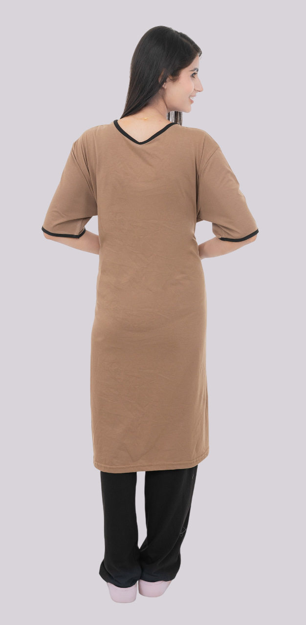 Women Summer Night Suit WN112 Dark Camel