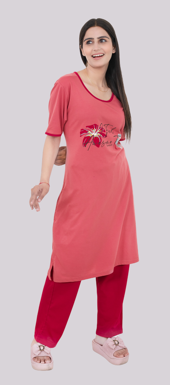 Women Summer Night Suit WN112 Dark Peach