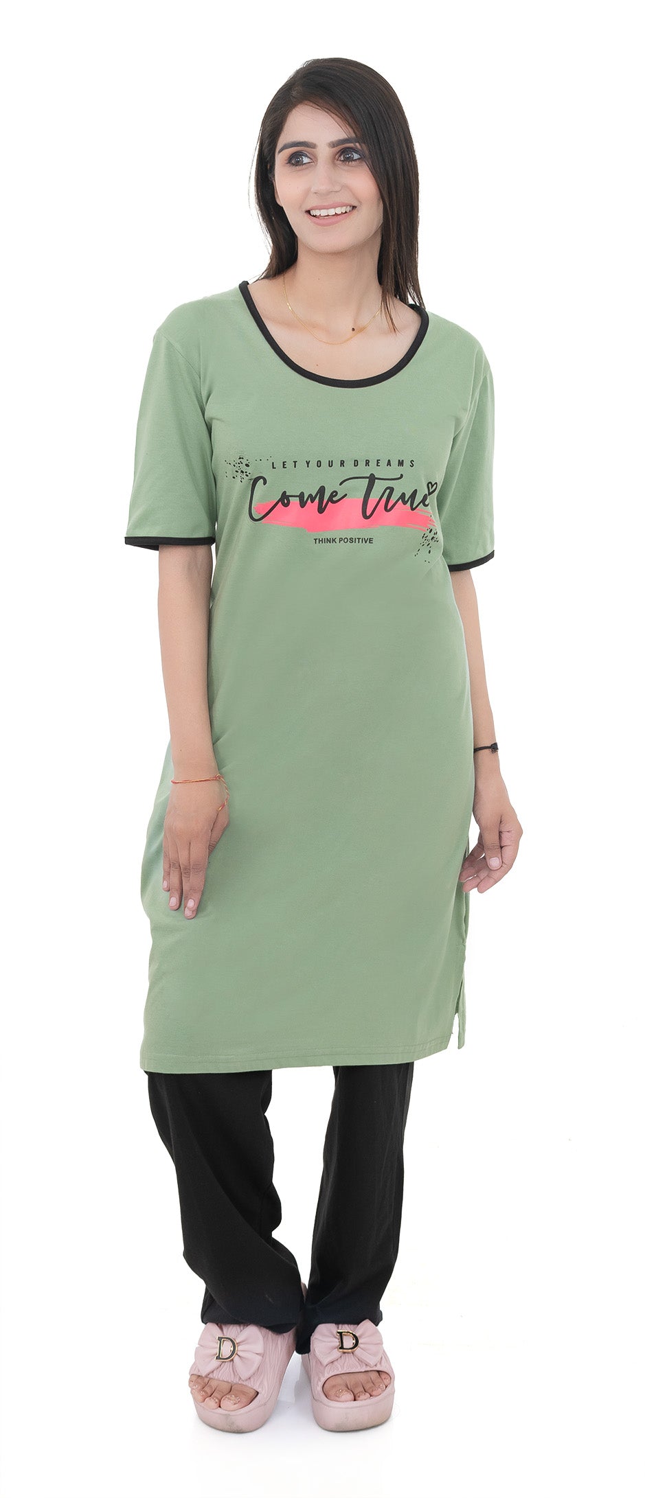 Women Summer Night Suit WN112 Light Green