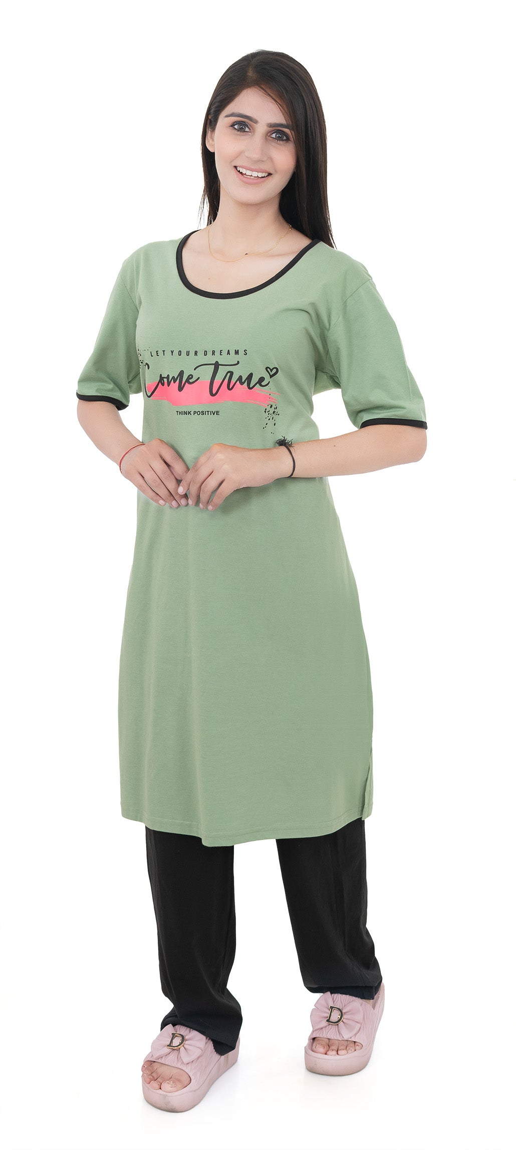 Women Summer Night Suit WN112 Light Green