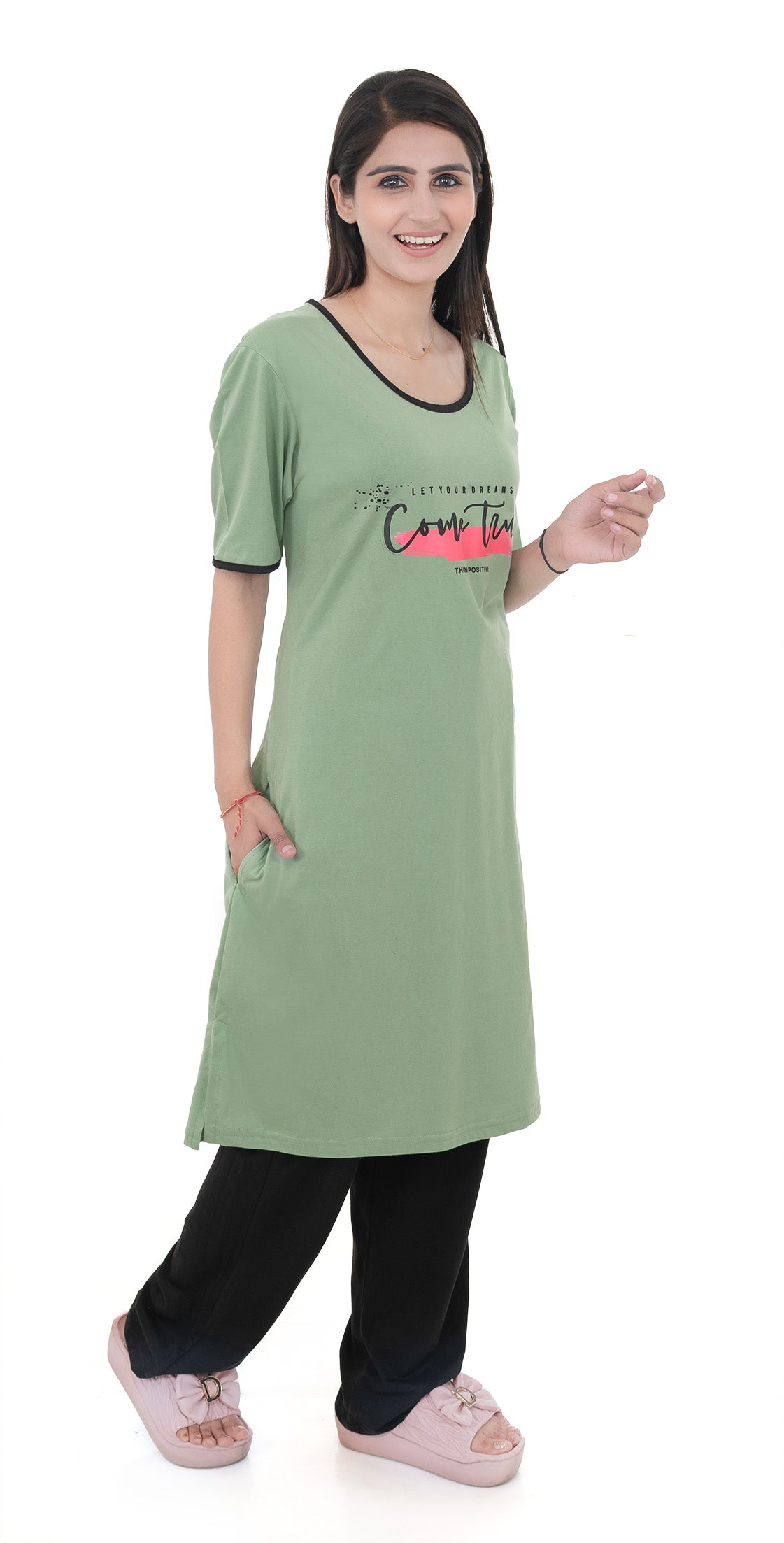 Women Summer Night Suit WN112 Light Green