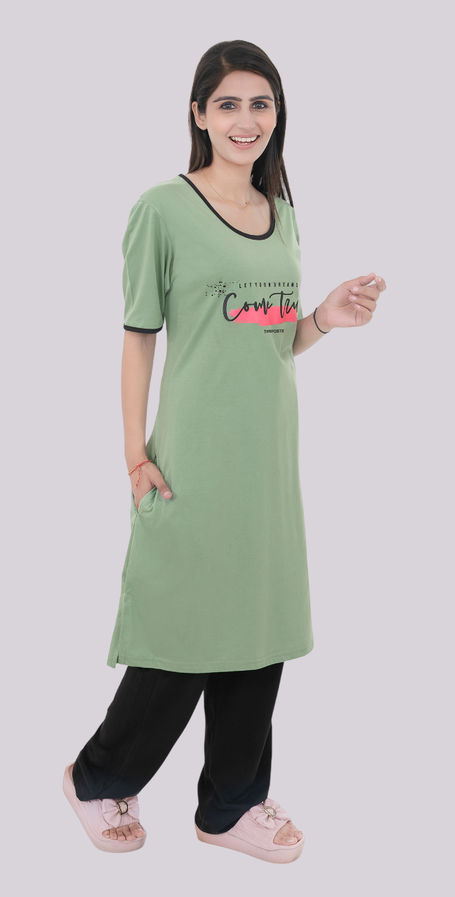 Women Summer Night Suit WN112 Light Green