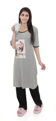 Women Summer Night Suit WN112 Light Grey