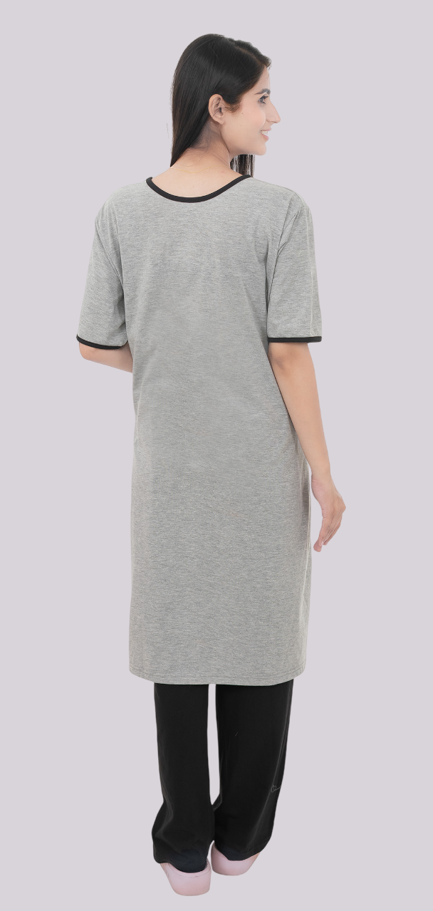 Women Summer Night Suit WN112 Light Grey