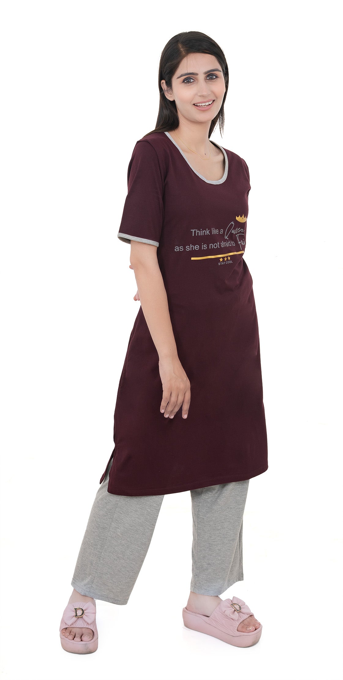 Women Summer Night Suit WN112 Wine