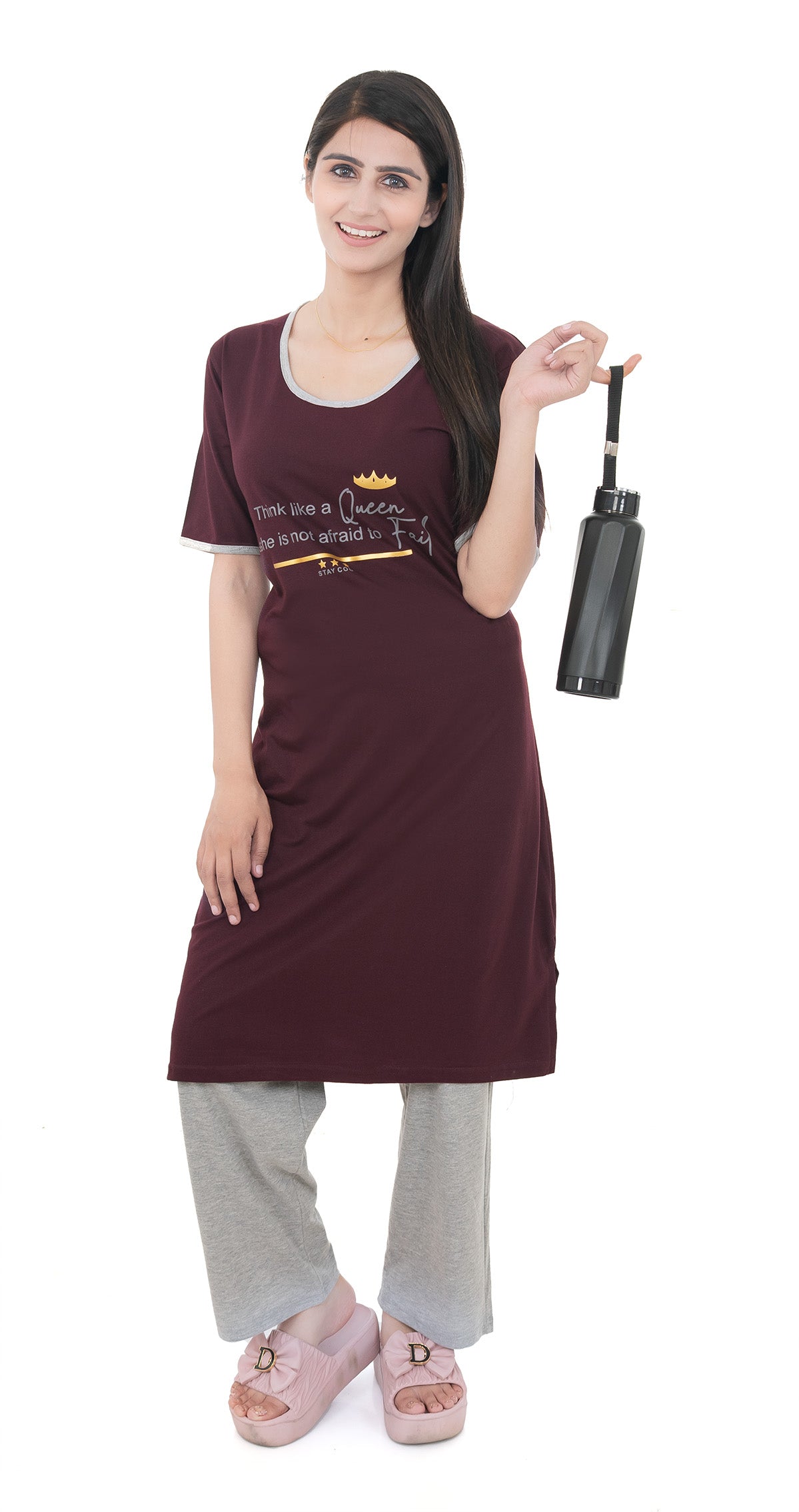 Women Summer Night Suit WN112 Wine