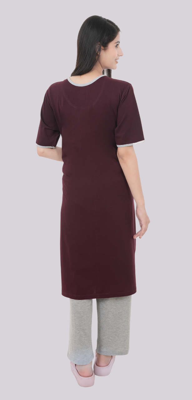 Women Summer Night Suit WN112 Wine